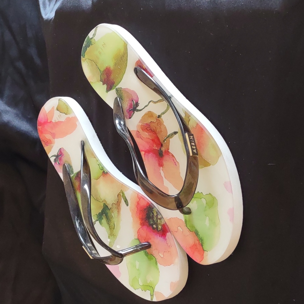 AERIN Georgette Floral Thong Flip Flops
